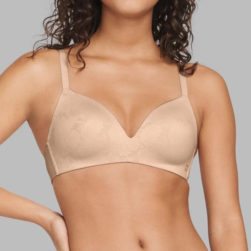 New Tommy John Second Skin Comfort Lace Light Lined Wireless Bra Maple Sugar 38C